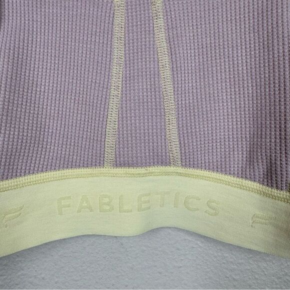 Fabletics Waffle Bra Thermal Stitch Purple Yellow Sports Bra Loungewear 1X - Picture 2 of 5